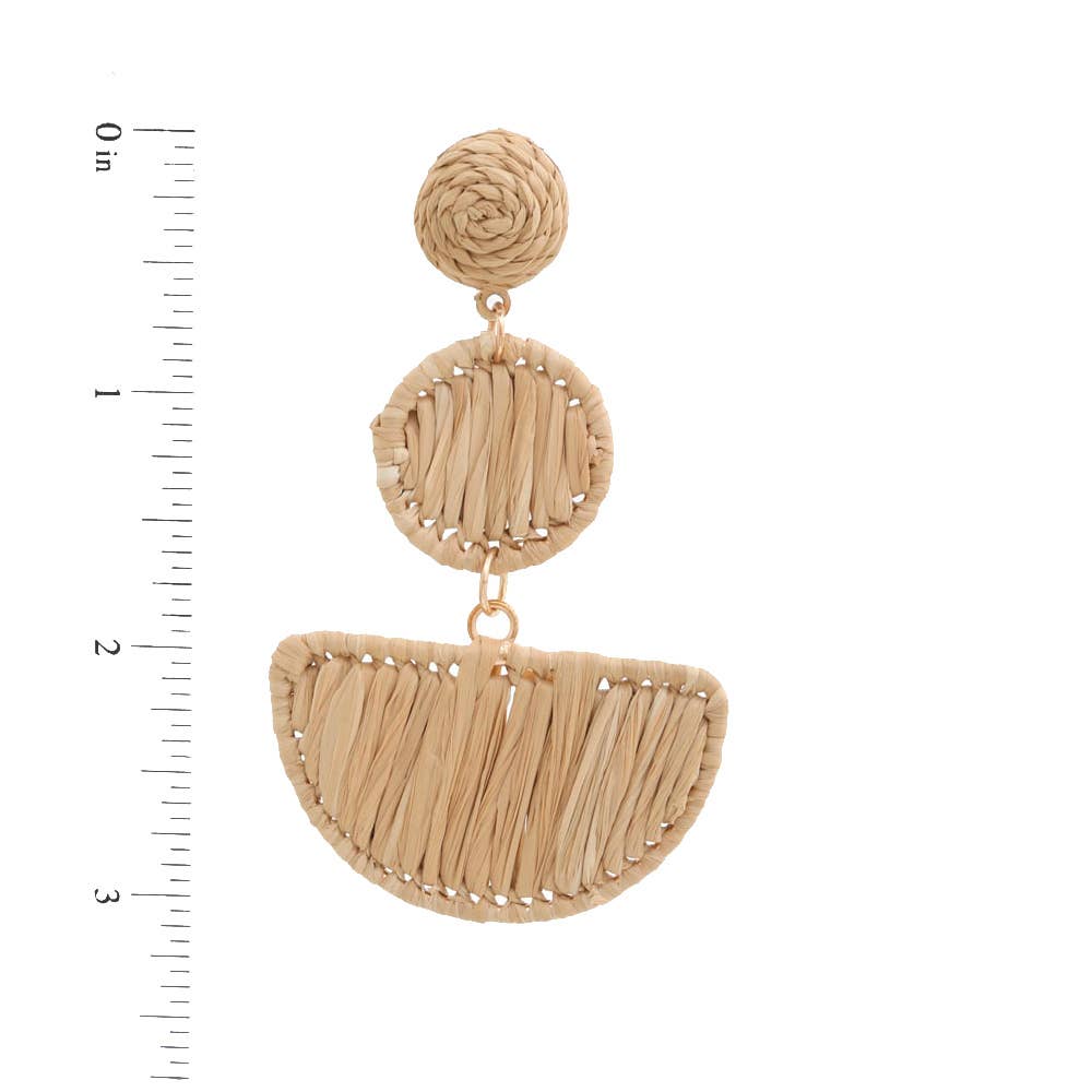 RAFFIA MULTI SHAPE DANGLE EARRING  JME-1057: Ivy