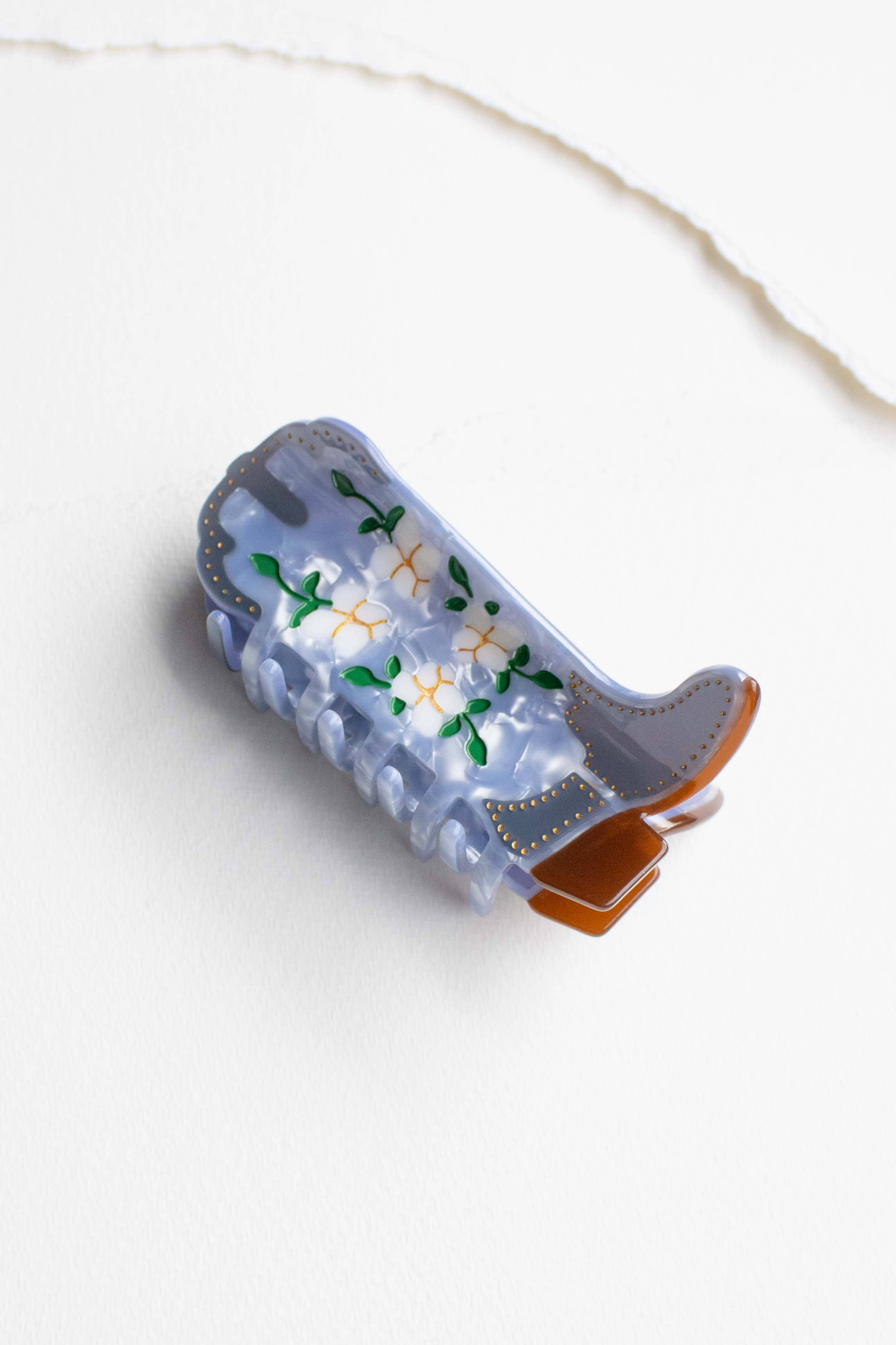 Magnolia Blossoms Western Boots Claw Clip: Camel