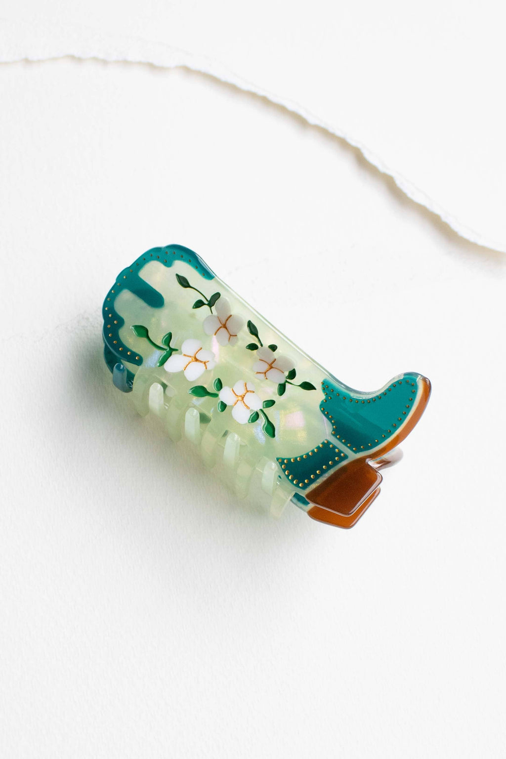 Magnolia Blossoms Western Boots Claw Clip: Black