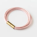 Magnetic Multi Cord Leather Bracelet: Pink / 7"