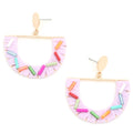 HALF CIRCLE RAFFIA WRAPPED DANGLE EARRING: Lavender