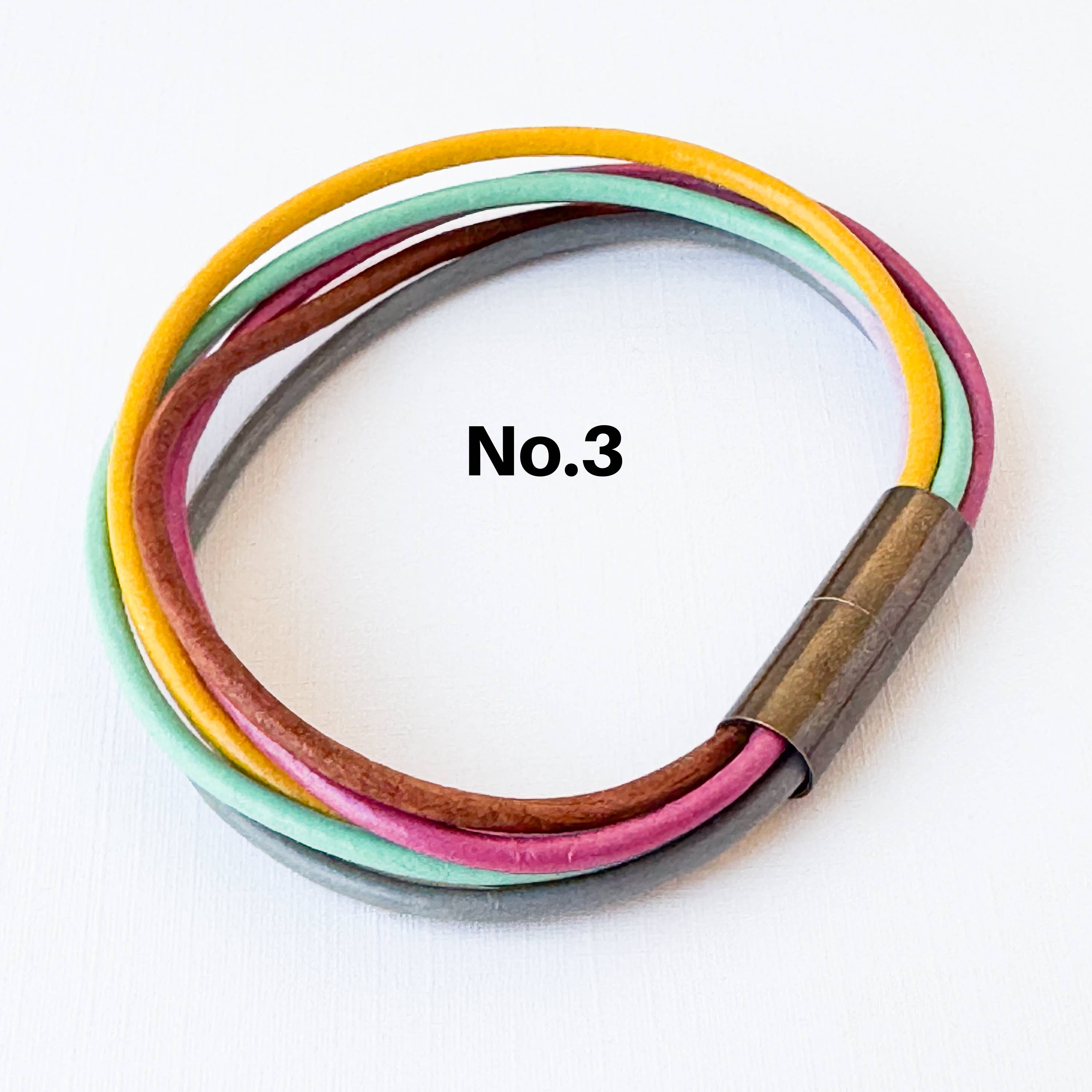 Colorful Magnetic Leather Cord Bracelet : No.2 / 7"