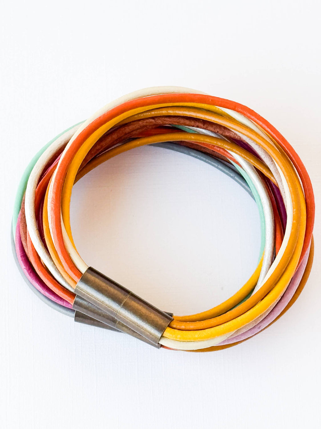 Colorful Magnetic Leather Cord Bracelet : No.2 / 7"