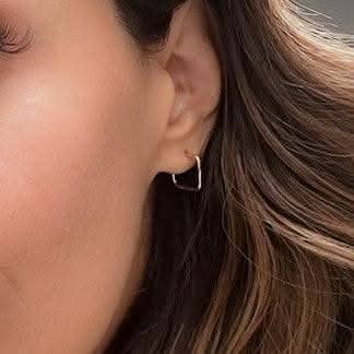 Square Hoop Stud Earrings, 14k Gold Fill & Sterling Silver: Gold