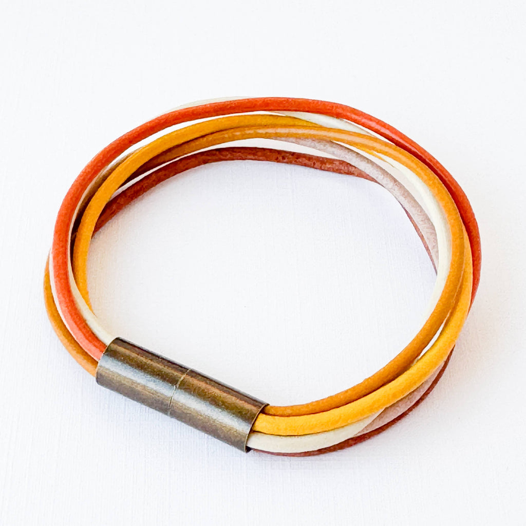 Colorful Magnetic Leather Cord Bracelet : No.2 / 7"