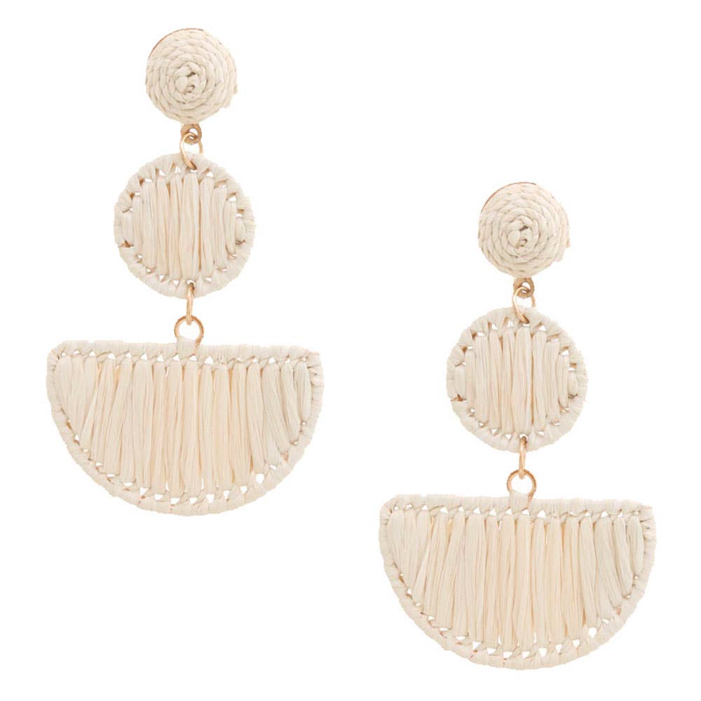 RAFFIA MULTI SHAPE DANGLE EARRING  JME-1057: Ivy