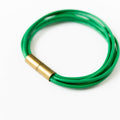 Magnetic Multi Cord Leather Bracelet: Green / 7"