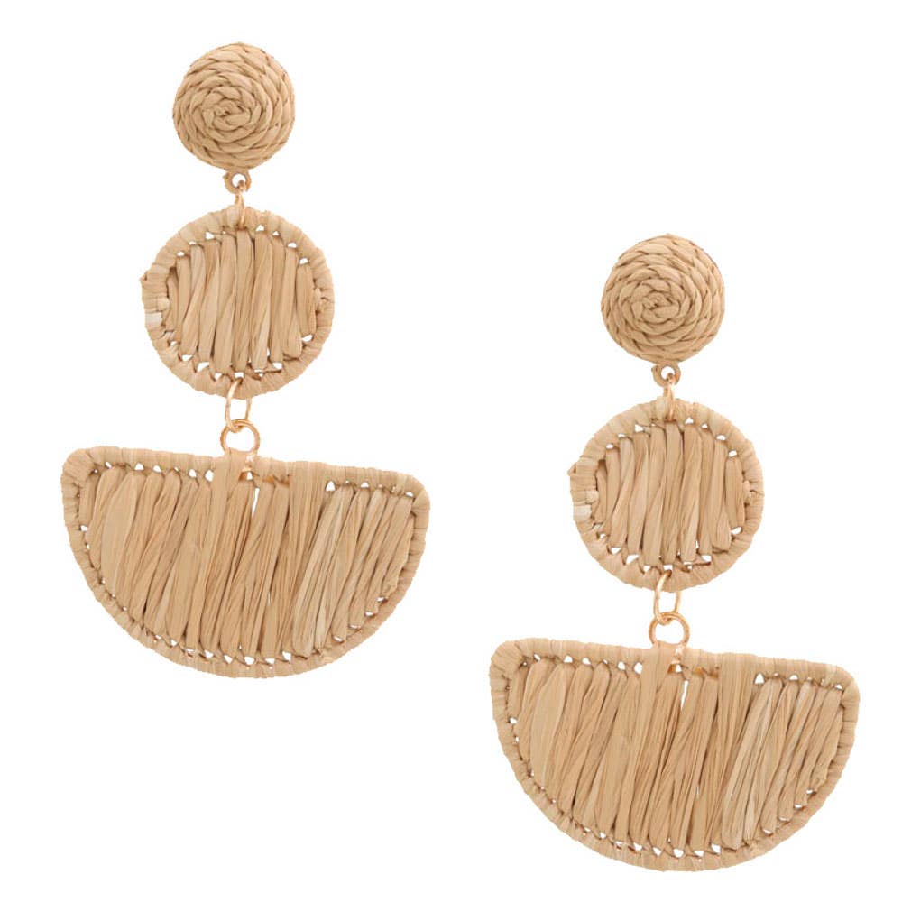 RAFFIA MULTI SHAPE DANGLE EARRING  JME-1057: Ivy