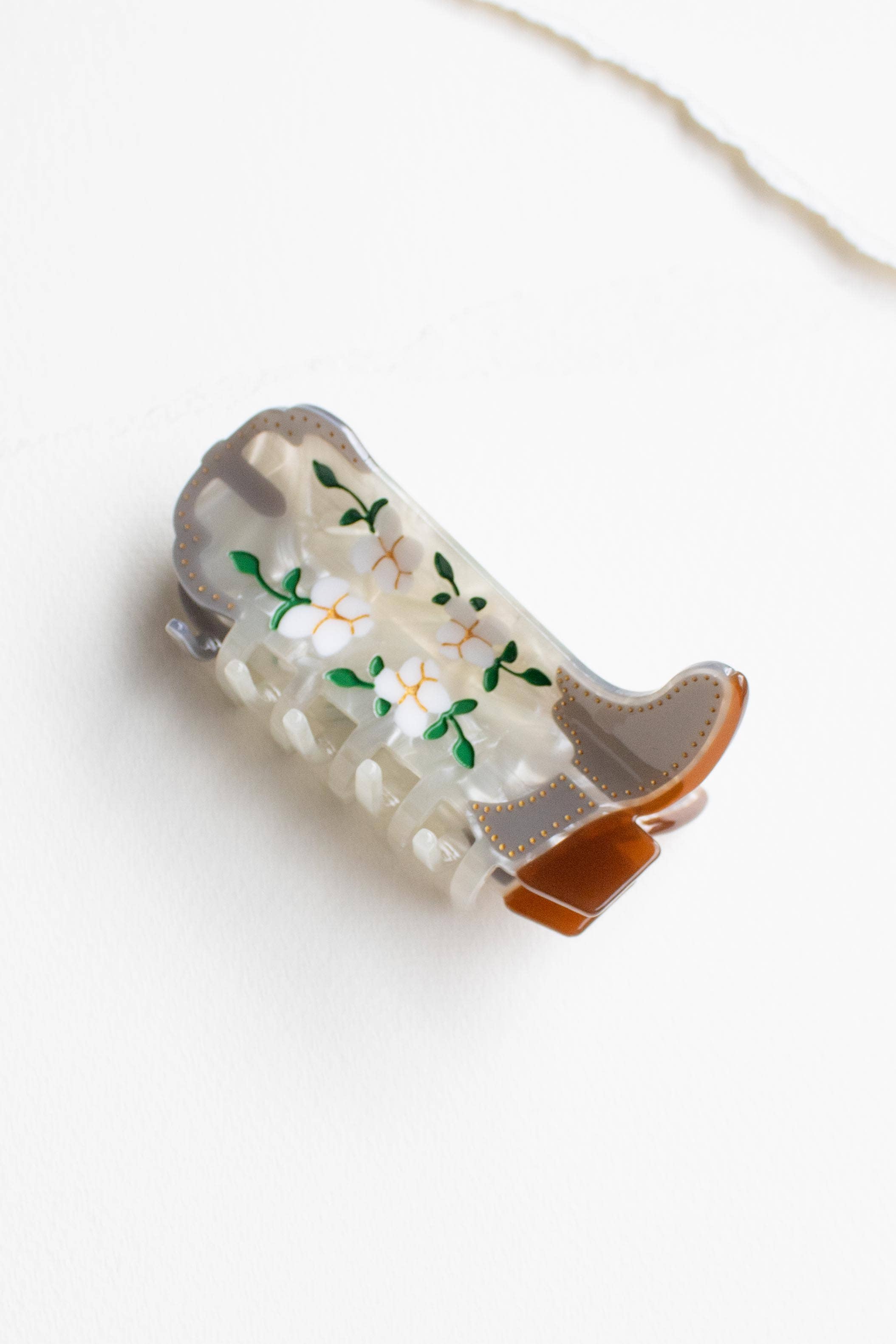 Magnolia Blossoms Western Boots Claw Clip: Lime